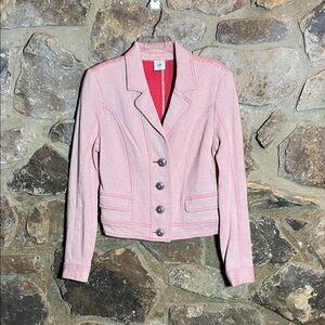 Cabi Size M Amelia Pink White Women’s Knit Long Sleeve Jacket